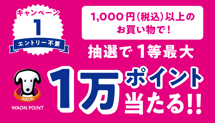 お買い物で一等最大10,000ポイントが当たる