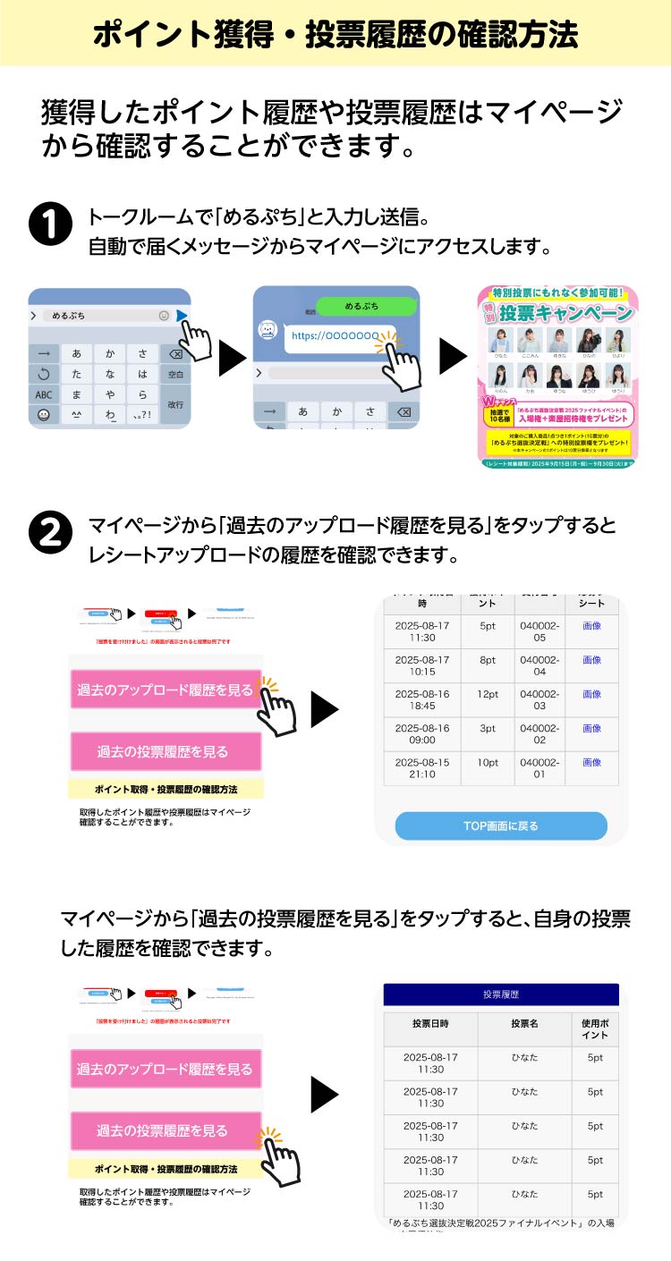 ポイント取得・投票履歴の確認方法