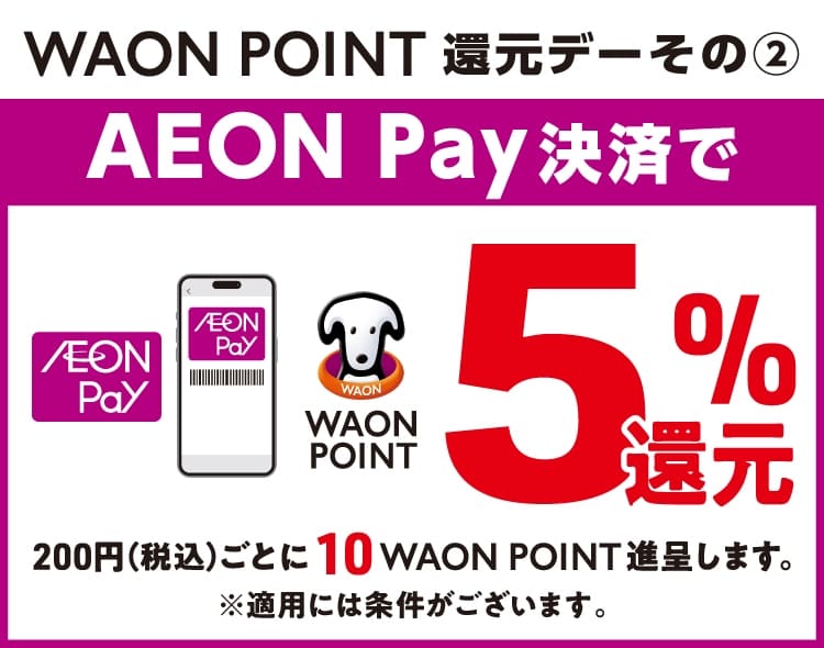 その2 AEON Pay決済でWAON POINT5%還元