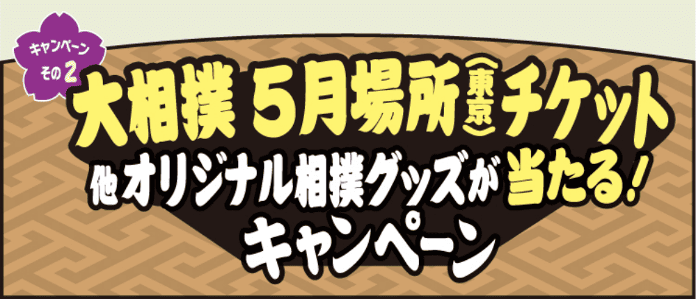 キャンペーンその2 大相撲5月場所(東京)チケット 他オリジナル相撲グッズが当たる！キャンペーン