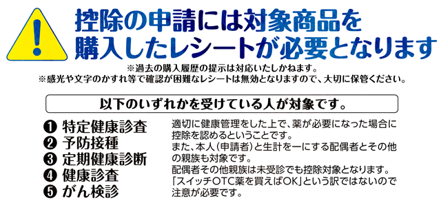 控除の申請には対象商品を購入したレシートが必要となります